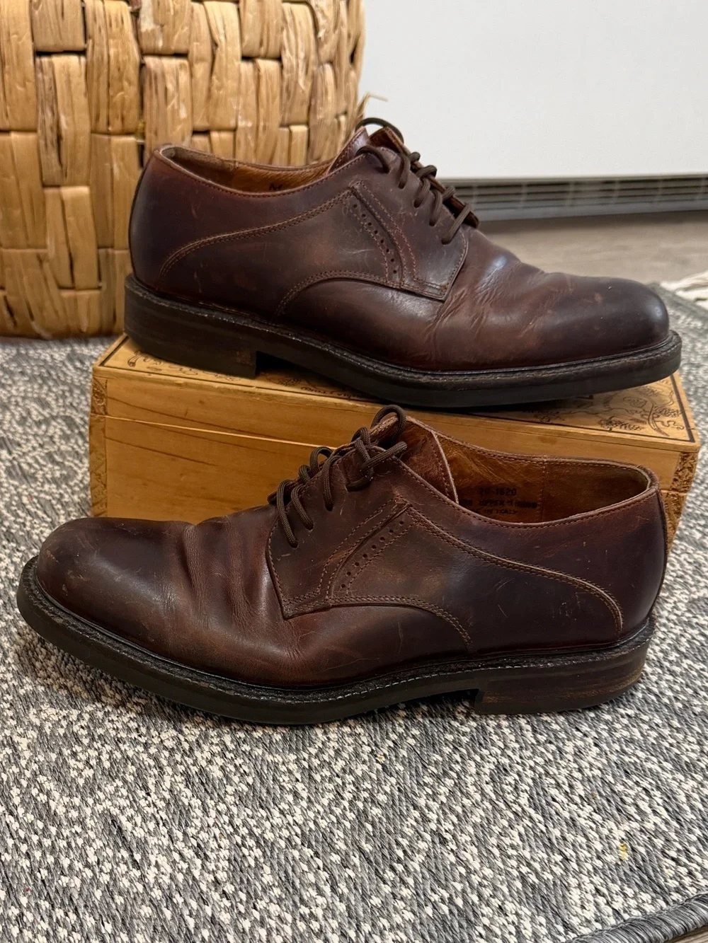 Johnston & Murphy Men’s Brown Leather Derby Oxfords Dress Shoes Size 10.5
